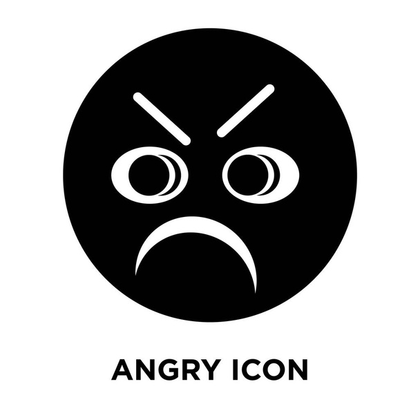 Сердитий значок вектор ізольовані на білому тлі, логотип концепція сердитися знак на прозорим фоном, заповнені чорний символ - Вектор, зображення