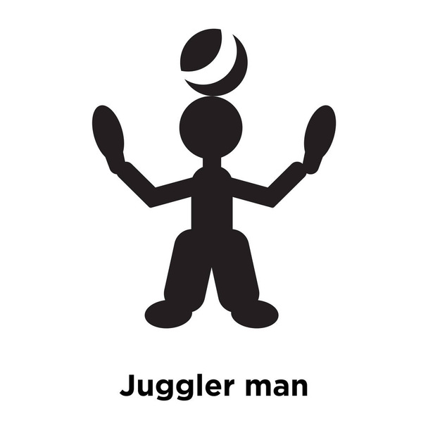 ジャグラー男アイコン ベクトル白い背景に分離された、透明な背景、塗りつぶし黒シンボル サインオン ジャグラー男のロゴのコンセプト - ベクター画像