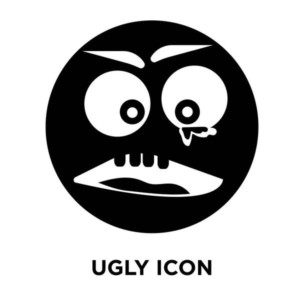 Ošklivé ikony vektorové izolovaných na bílém pozadí, logo pojmu ošklivé nápis na průhledné pozadí, plný černý symbol - Vektor, obrázek