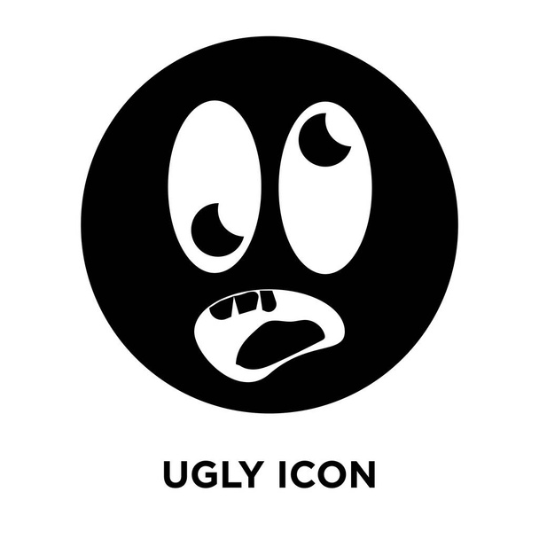 Ošklivé ikony vektorové izolovaných na bílém pozadí, logo pojmu ošklivé nápis na průhledné pozadí, plný černý symbol - Vektor, obrázek