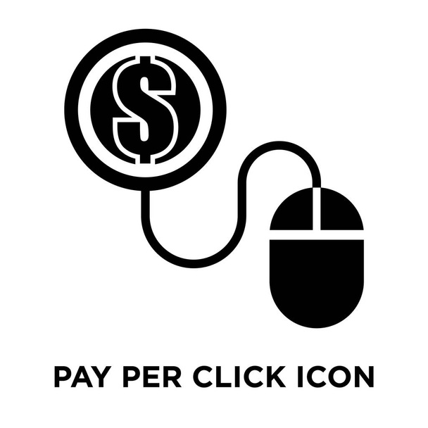 Pago por clic icono vector aislado sobre fondo blanco, concepto de logotipo de Pago por clic signo sobre fondo transparente, símbolo negro lleno
 - Vector, Imagen