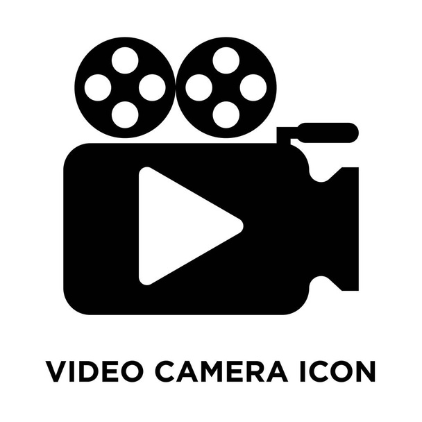 Video camera icon vector isolated on white background, logo concept of Video camera sign on transparent background, filled black symbol - Vector, Image