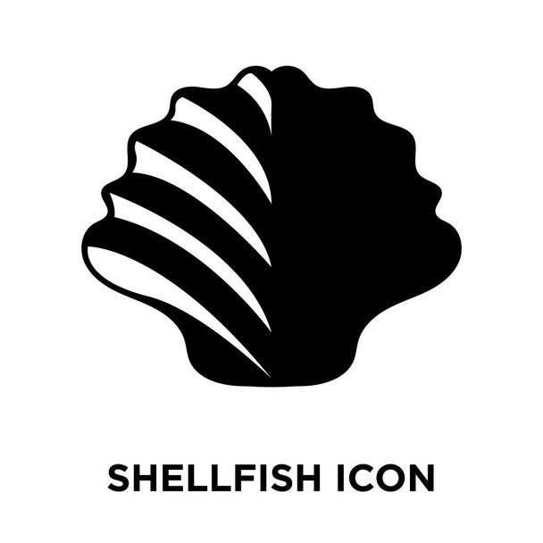 Shellfish icon vector isolated on white background, logo concept of Shellfish sign on transparent background, filled black symbol - Vector, Imagen