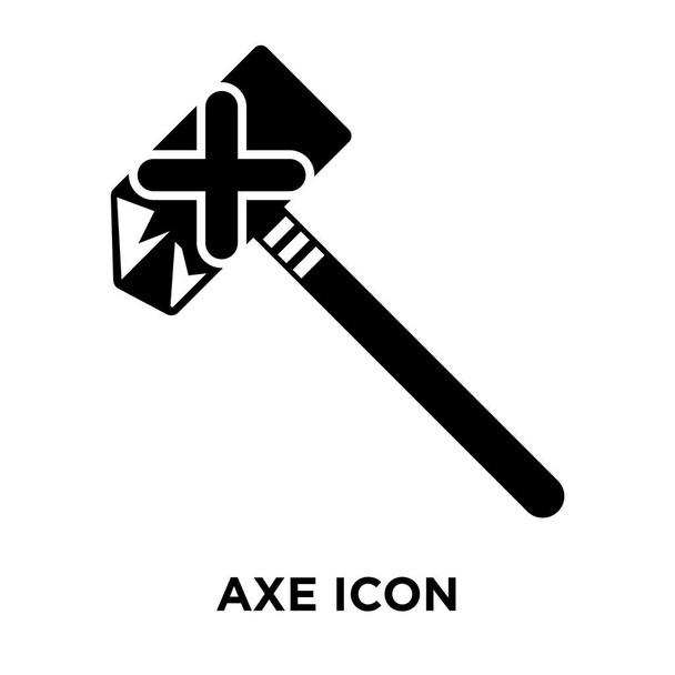 Vektorové ikony sekera izolovaných na bílém pozadí, logo pojmu Axe nápis na průhledné pozadí, plný černý symbol - Vektor, obrázek
