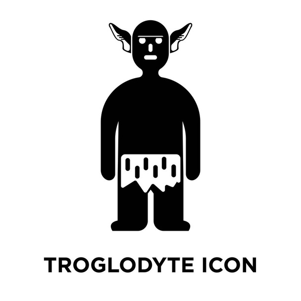 Троглодит иконка вектор изолирован на белом фоне, логотип концепции Троглодит знак на прозрачном фоне, заполненный черный символ
 - Вектор,изображение
