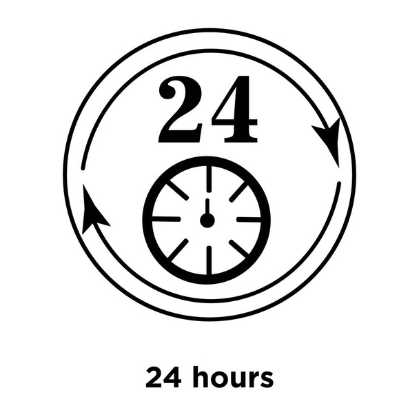 24 horas vector icono aislado sobre fondo blanco, concepto de logotipo de 24 horas signo sobre fondo transparente, símbolo negro lleno
 - Vector, Imagen