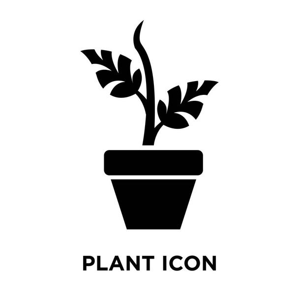 Plant icon vector isolated on white background, logo concept of Plant sign on transparent background, filled black symbol - Vector, Image