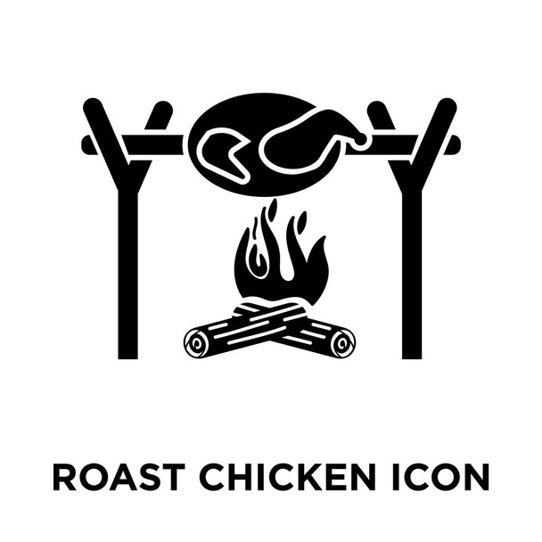 Roast chicken icon vector isolated on white background, logo concept of Roast chicken sign on transparent background, filled black symbol - Vector, Image