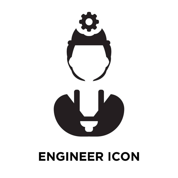 vetor ícone engenheiro isolado no fundo branco, conceito do logotipo do sinal do engenheiro no fundo transparente, símbolo preto preenchido
 - Vetor, Imagem