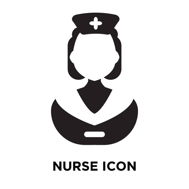Vetor de ícone de enfermeira isolado no fundo branco, conceito de logotipo do sinal de enfermeira no fundo transparente, símbolo preto preenchido
 - Vetor, Imagem