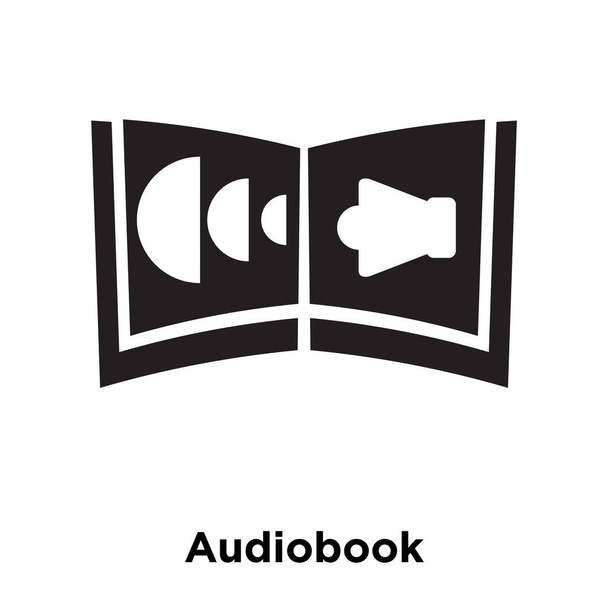 Hangoskönyv ikon-vektoros elszigetelt fehér background, logo fogalom hangoskönyv jel-ra átlátszó háttér, tele fekete szimbólum - Vektor, kép