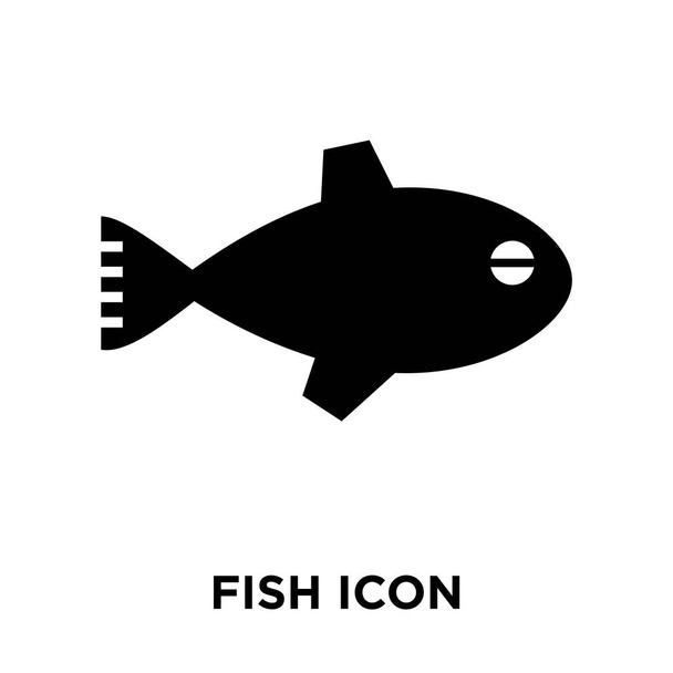 Vektorové ikony ryb izolovaných na bílém pozadí, logo pojmu ryb nápis na průhledné pozadí, plný černý symbol - Vektor, obrázek