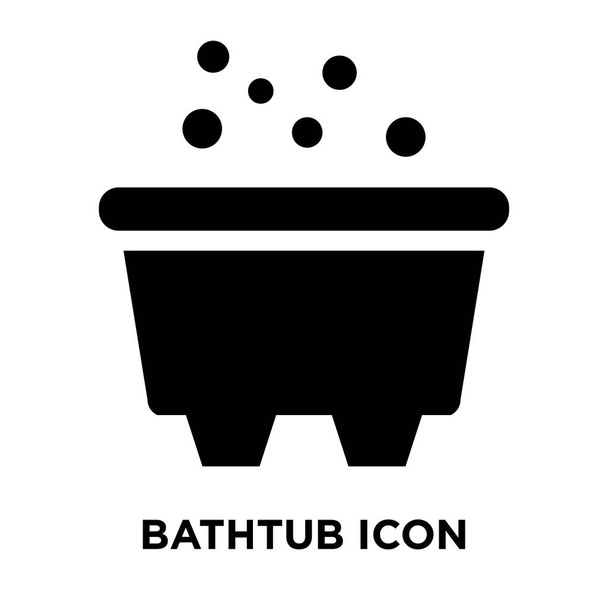 Badkuip pictogram vector geïsoleerd op een witte achtergrond, logo concept van Bad teken op transparante achtergrond, gevuld zwart symbool - Vector, afbeelding