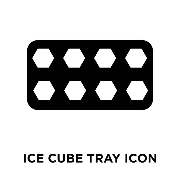Ice cube taca ikona wektor na białym tle, koncepcja logo z Ice cube zasobnika Zarejestruj na przezroczystym tle, wypełniony czarny symbol - Wektor, obraz
