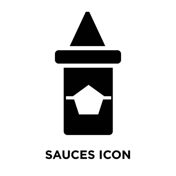 Beyaz arka plan, logo şeffaf arka plan, soslar işareti kavramı üzerinde izole soslar simge vektör siyah sembol dolu - Vektör, Görsel