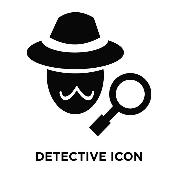 白い背景に、透明な背景に探偵サインのロゴのコンセプトに分離された探偵アイコン ベクトルいっぱい黒い記号 - ベクター画像