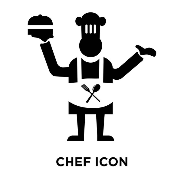 Szakács ikon-vektoros elszigetelt fehér background, logo fogalom a séf jel-ra átlátszó háttér, tele fekete szimbólum - Vektor, kép