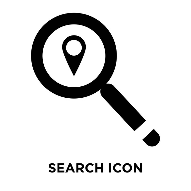 Wektor ikona wyszukiwania na białym tle na białym tle, koncepcja logo znaku Szukaj na przezroczystym tle, wypełnione czarny symbol - Wektor, obraz