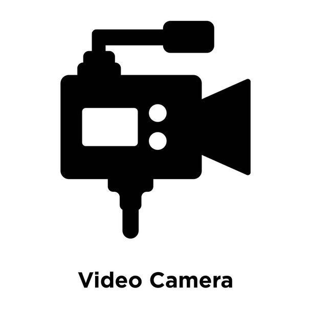 Videocamera pictogram vector geïsoleerd op een witte achtergrond, logo concept van videocamera teken op transparante achtergrond, gevuld zwart symbool - Vector, afbeelding