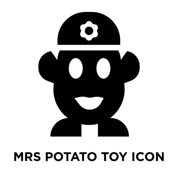 Mrs ziemniaków ikona wektor zabawka na białym tle, koncepcja logo zabawki Pani ziemniaków Zarejestruj na przezroczystym tle, wypełniony czarny symbol - Wektor, obraz