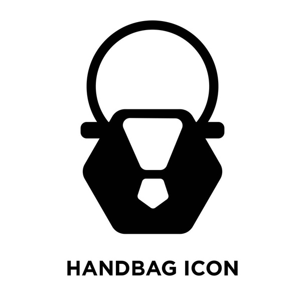 白い背景に、透明な背景にハンドバッグ サインのロゴのコンセプトに分離されたハンドバッグ アイコン ベクトルいっぱい黒い記号 - ベクター画像