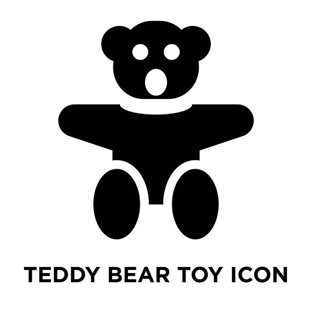 Тедди медведь иконка вектор изолирован на белом фоне, логотип концепция игрушки Тедди медведя знак на прозрачном фоне, заполненный черный символ
 - Вектор,изображение