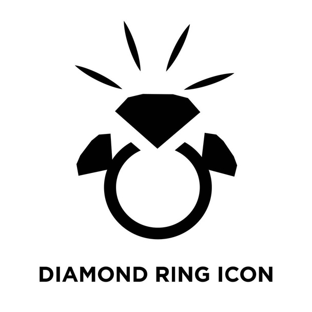 Diamantring-Symbol-Vektor isoliert auf weißem Hintergrund, Logo-Konzept von Diamantring-Zeichen auf transparentem Hintergrund, gefülltes schwarzes Symbol - Vektor, Bild