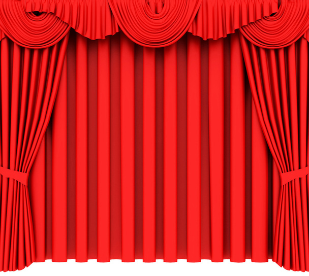 Cortina de teatro rojo aislado en blanco
 - Foto, imagen