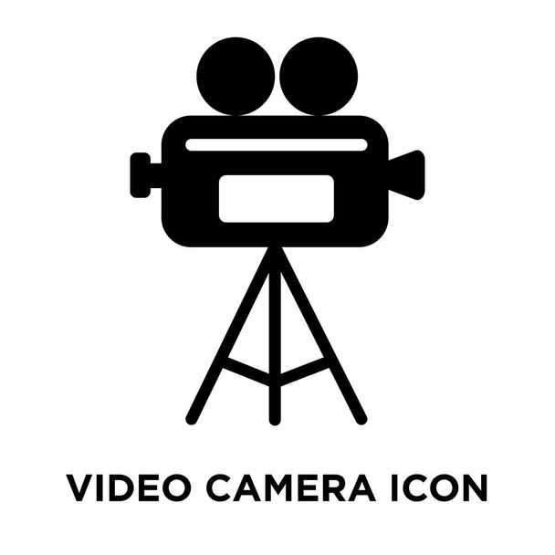 Video cámara icono vector aislado sobre fondo blanco, concepto de logotipo de la cámara de vídeo signo sobre fondo transparente, símbolo negro lleno
 - Vector, imagen