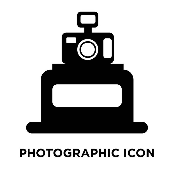 Fényképészeti ikon-vektoros elszigetelt fehér background, logo fogalom fényképes jel-ra átlátszó háttér, tele fekete szimbólum - Vektor, kép
