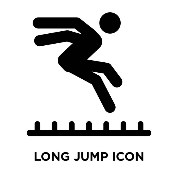 Vector de icono de salto largo aislado sobre fondo blanco, concepto de logo de signo de salto largo sobre fondo transparente, símbolo negro relleno
 - Vector, imagen