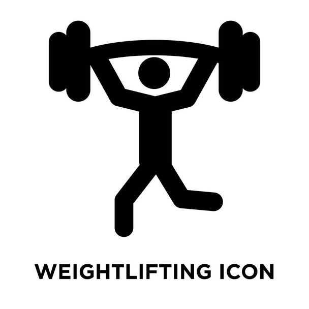 Gewichtheben Symbol Vektor isoliert auf weißem Hintergrund, Logo-Konzept des Gewichthebens Zeichen auf transparentem Hintergrund, gefüllt schwarzes Symbol - Vektor, Bild