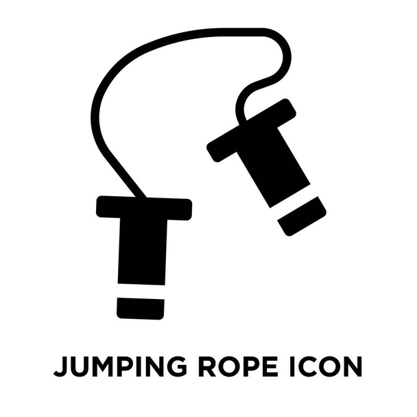 Jumping kötél ikon-vektoros elszigetelt fehér background, logo fogalom jumping kötél jel átlátszó háttér, tele fekete szimbólum - Vektor, kép