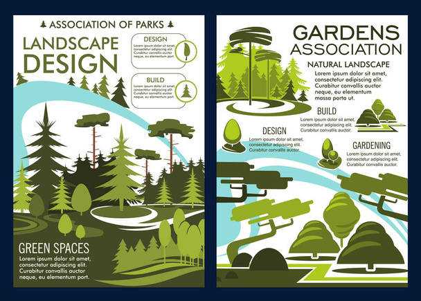 Natureza paisagem design serviço verde parque cartazes
 - Vetor, Imagem