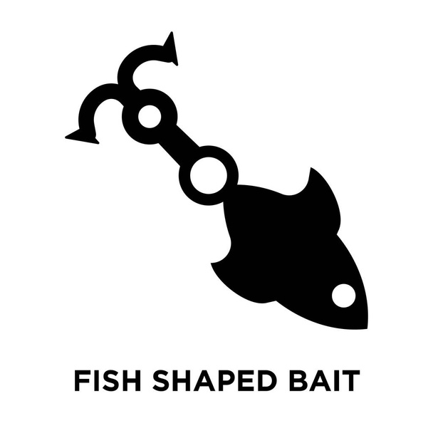 Fish Shaped Bait icon vector isolated on white background, logo concept of Fish Shaped Bait sign on transparent background, filled black symbol - Vector, Image