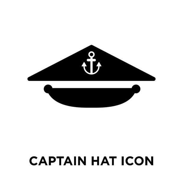 Kapitein Hat pictogram vector geïsoleerd op een witte achtergrond, logo concept van kapitein Hat teken op transparante achtergrond, gevuld zwart symbool - Vector, afbeelding