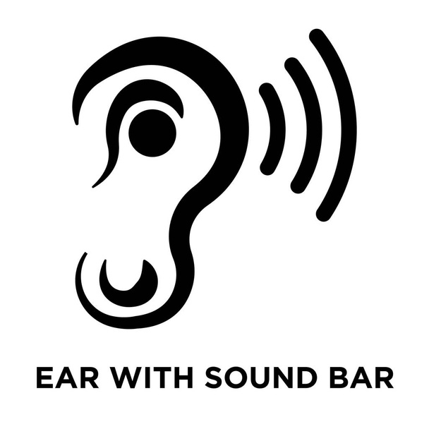 Oído con barra de sonido icono vector aislado sobre fondo blanco, logotipo concepto de Oído con barra de sonido signo sobre fondo transparente, símbolo negro relleno
 - Vector, Imagen