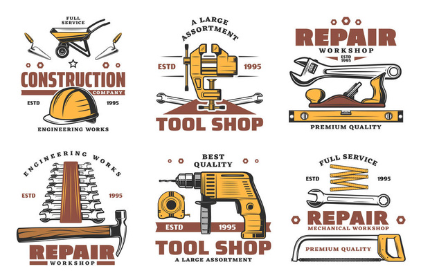 Επισκευή και κατασκευαστικές εργασίες σκίτσο διάνυσμα εργαλεία - Διάνυσμα, εικόνα