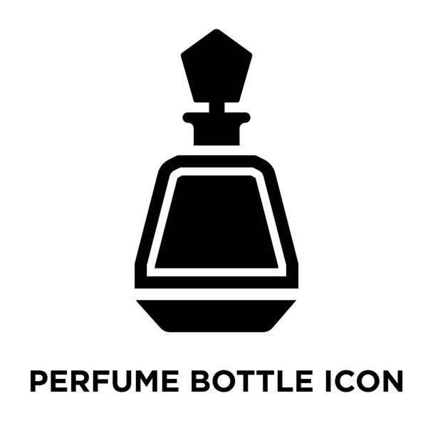 Parfémy láhev ikonu vektorové izolovaných na bílém pozadí, logo pojmu parfémky podepsat na průhledném pozadí, plný černý symbol - Vektor, obrázek