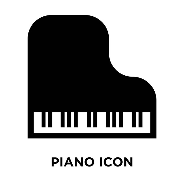 ピアノ アイコン ベクトルの分離の白い背景、透明な背景、塗りつぶし黒シンボル サインオン ピアノのロゴのコンセプト - ベクター画像