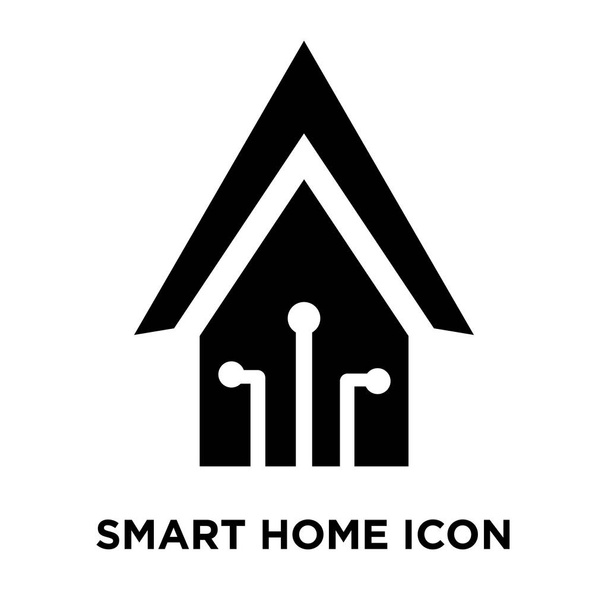 Chytré domácí ikonu vektorové izolovaných na bílém pozadí, logo koncepci inteligentních domů nápis na průhledné pozadí, plný černý symbol - Vektor, obrázek