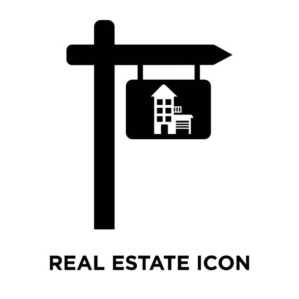 Вектор значка нерухомості ізольовано на білому тлі, концепція логотипу знака нерухомості на прозорому тлі, заповнений чорний символ
 - Вектор, зображення