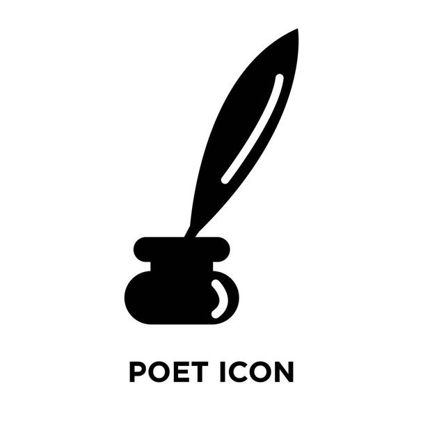 Icône de poète vecteur isolé sur fond blanc, concept de logo de signe poète sur fond transparent, rempli de symbole noir
 - Vecteur, image