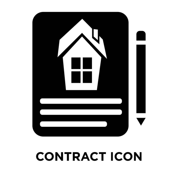 Vektorové ikony smlouvy izolovaných na bílém pozadí, logo koncepci smlouvy nápis na průhledné pozadí, plný černý symbol - Vektor, obrázek