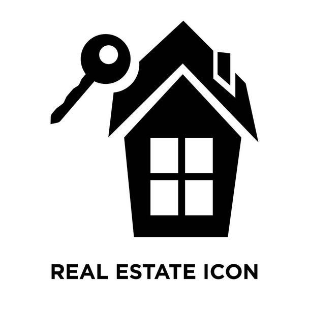 Real estate icon vector isolated on white background, logo concept of Real estate sign on transparent background, filled black symbol - Vector, Image