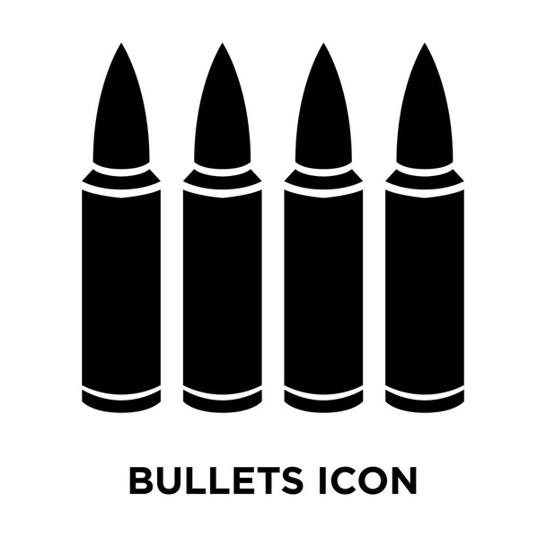 Иконка пули вектор изолирован на белом фоне, логотип концепции Пули знак на прозрачном фоне, заполненный черный символ
 - Вектор,изображение