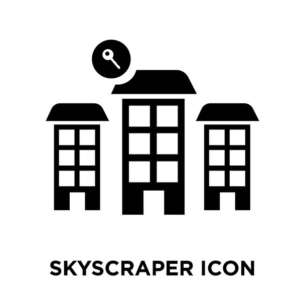 Wolkenkratzer-Symbol-Vektor isoliert auf weißem Hintergrund, Logo-Konzept des Wolkenkratzer-Schildes auf transparentem Hintergrund, gefülltes schwarzes Symbol - Vektor, Bild