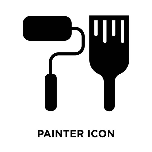 Painter icon vector isolated on white background, logo concept of Painter sign on transparent background, filled black symbol - Vector, Image