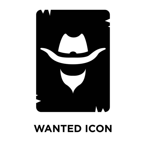 Koncepcja logo Wanted Wanted wektor ikona na białym tle, zaloguj się na przezroczystym tle, wypełniony czarny symbol - Wektor, obraz