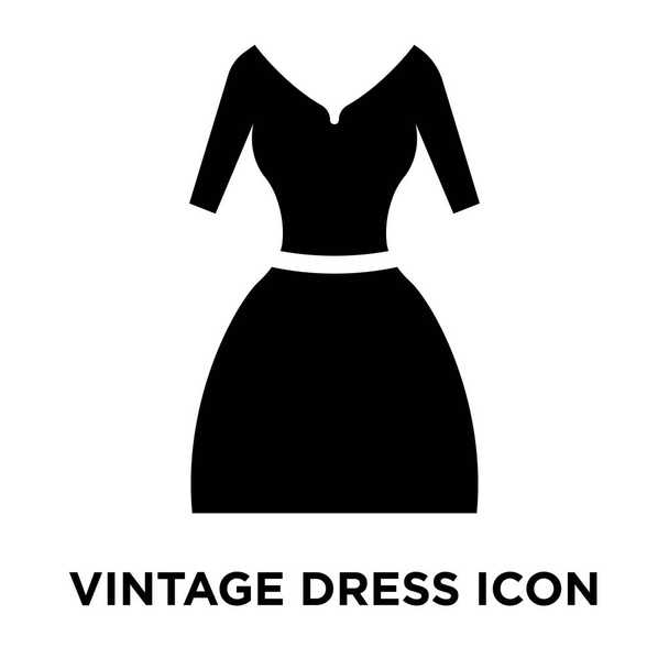 Vintage mekko kuvake vektori eristetty valkoisella taustalla, logo käsite Vintage mekko merkki läpinäkyvällä pohjalla, täytetty musta symboli
 - Vektori, kuva